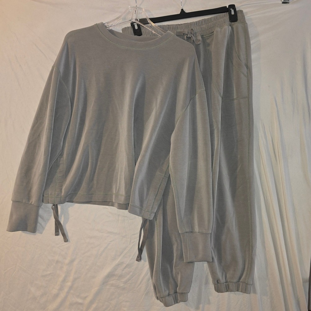 Bailey/44 Loungewear Set Large Women Sage Green Modal Blend Joggers Side Tie Top